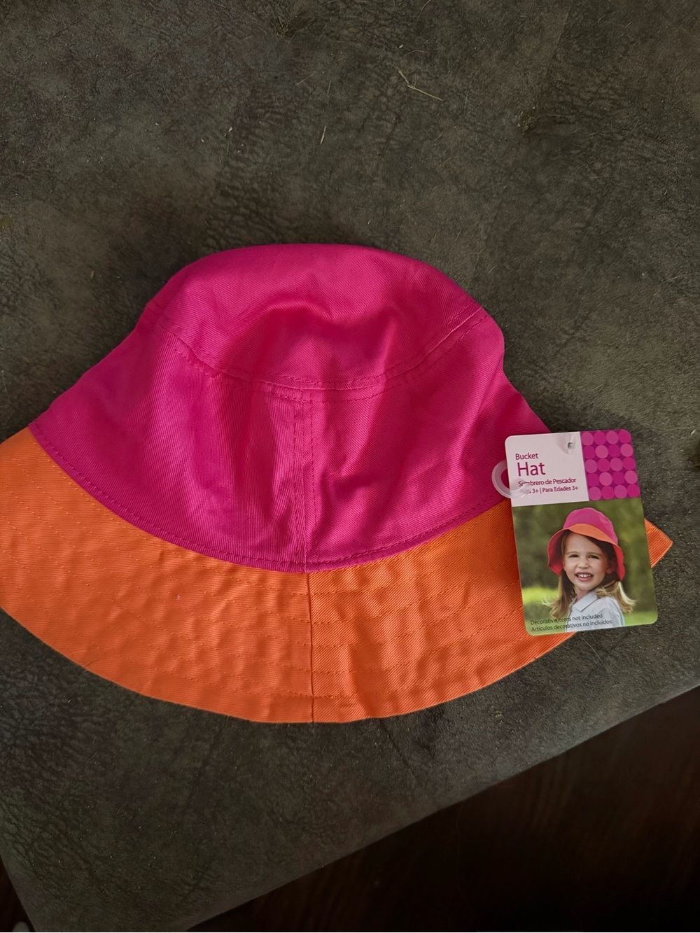Kids Two-Tone Pink and Orange Bucket Hat